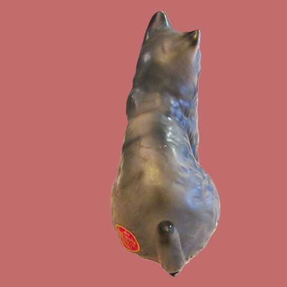 ESD Porcelain grey blue eyed sculpture long haired cat figure Japan hand pa - Picture 5 of 6